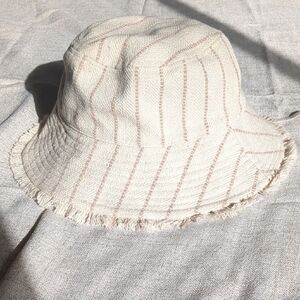 Striped Bucket Hat with Fringe